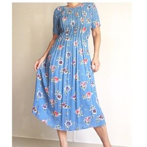 Bohemian Pleated Floral Print Summer Dress